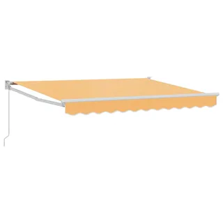 Ausziehbare Markise, UV- & wasserabweisend, 240 GSM Polyester & Aluminium, pulverbeschichteter Stahlrahmen, Kurbelmechanismus, Wandmontage, 3,5 x 2... - Gelb