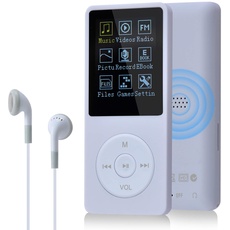 COVVY 8GB Tragbare MP3 Musik Player, Support bis zu 64GB SD Speicherkarte, Lossless Sound HiFi MP3 Player, Music/Video/Sprachaufnahme/FM Radio/E-Book Reader/Fotobetrachter(8G, Weiß)