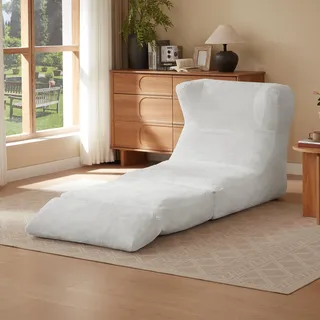 STILVORA Relaxsessel im Fashion-Design, Einzelsessel umwandelbar zum Liegestuhl, Loungesessel für Wohnzimmer und Schlafzimmer,Chenille - Weiß