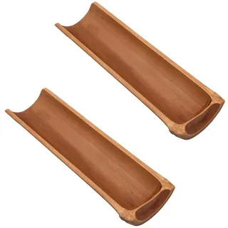 POFET Japanisches Tee-Zeremonie-Set, handgefertigt, Braun, glatte Kanten, natürlicher Bambus, 2 Stück
