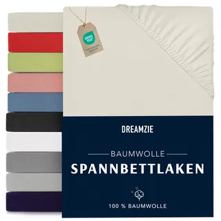 Dreamzie Spannbettlaken Baumwolle-Jersey 200 x 200 cm beige
