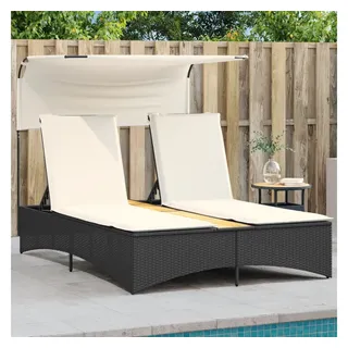 vidaXL Doppel-Sonnenliege mit Dach 136 x 202 x 140 cm Schwarz