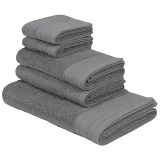 Bruno Banani Handtuch Set »Robby, Premium Handtücher, 500 gr/m2, 100% Baumwolle« Set 5 Stk. Frottier Duschtücher, Handtücher, Gästetücher, Set, 5-tlg, 5 Jahre Garantie, grau