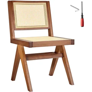 Tectake tectake® Holzstuhl Boho-Stil, massives Holzgestell mit Lackierung, 48,5 x 53,5 x 83 cm, Belastbarkeit 120 kg