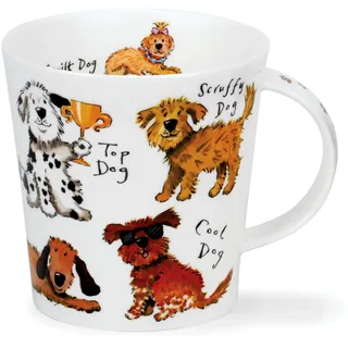 Dunoon Becher Cairngorm A Dog's Life 480 ml Fine Bone China Porzellan 11cm Tasse Moderne Kaffeetasse mit Hunde Design | Großes Fassungsvermögen | Hochwertige Qualität Spülmaschinenfest