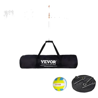 Vevor Volleyballnetz Höhenverstellbares Volleyballnetz Set, 4,3 x 2,2 m Tragbarer Beachvolleyball-Netz, Orange Volleyballnetz Faltbare Volleyballnetz mit Volleyball & Tragetasche, für Garten, Strand
