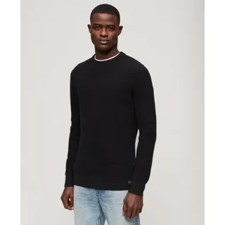 Superdry für Herren. M6110567A Strickpulli mit Rundhalsausschnitt und schwarzer Textur (XXL), Lässig, Baumwolle