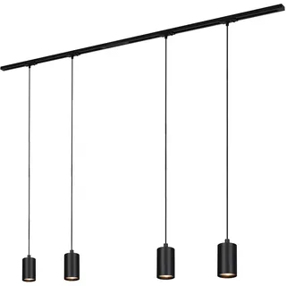 BRILONER - Schienensystem Rail Komplettset, 4x GU10 Pendel, Einspeisung, Lichtschienensystem Decke, Strahler Schiene, Deckenlampe, Deckenleuchte, Pendellampe, Pendelleuchte 1,5m, Schwarz