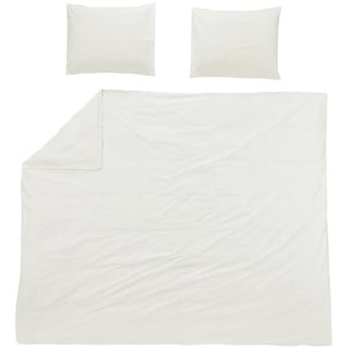 Meyco Home Uni Bettwäsche Doppelbett (Baumwolle, atmungsaktives Material, einfache Pflege, praktischer Einschlagstreifen, Maße: 240 x 200/220 cm), Cremeweiß