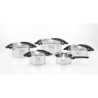 Fissler Intensa / Edelstahl-Topfset, 5-teilig,Töpfe mit Metall-Deckel (3 Kochtöpfe, 1 Bratentopf, 1 Stielkasserolle-deckellos) - Induktion