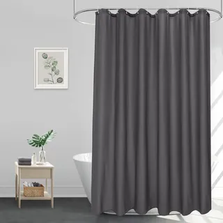 EurCross Dunkelgrau Duschvorhang 220 lang Wasserdicht Textil Stoff Duschvorhänge, Waschbar Schnell Trocknend Anti Schimmel Badvorhang 200x220 mit 14 Ringen