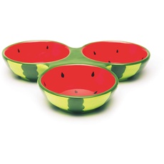 Excelsa Watermelon Teller mit 3 Fächern, Keramik, Rot und Grün