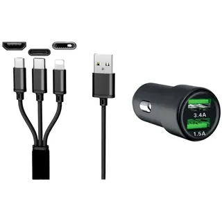 IWH Dual USB Auto Ladegerät 3IN1 12/24V / 3,4A Belastbarkeit Strom max.=3.4 A 12/24 V