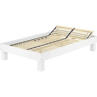 Holzbett breites Einzelbett 120x200 Buche Bettrahmen Futonbett Zubehör wählbar V-60.87-12WFederholzrahmen inkl. - Weiß