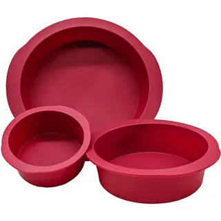 Mlying Silikon Backform Set, 3 Stück Silikon Kuchenform Rund, Antihaft Backform für Kuchen, Käsekuchen und Brote, 10+15+20cm
