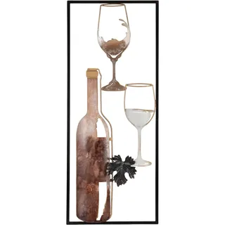 Bönninghoff Metallbild "WEINFLASCHE UND WEINGLÄSER 25x61 cm – Deko modern" Getränke  Wein  Wein Bilder Wanddekoration, farbe bild(er): kupfer, rose
