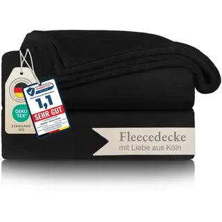 Blumtal Kuscheldecke flauschig - Oeko-TEX zertifizierte Fleecedecke 150x200 cm - Wohndecke 150x200 cm - Schwarze Decke - Wohn- & Kuscheldecke - Wohndecke Kuscheldecke - Fleecedecke Schwarz