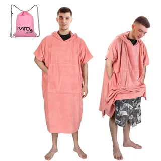 Kato Tirrinia Surf Poncho Umziehhilfe Strand für Damen Herren, Mikrofaser Badeponcho mit Kapuze & Tasche, Handtuch Poncho als Umziehhilfe für Surfer Schwimmen Camping Sauna Baden, Rosa