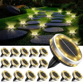Bzavor 18 Stück IP65 Solar Bodenleuchte Aussen, Upgraded Oben 8 Stück + Seitliche 4 Stück LED-Perlen Solarleuchten Garten, Bodenleuchten Außen Wasserdicht, Solarlampen für Außen,Boden Solarleuchten