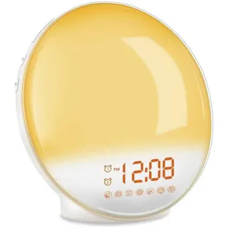 Digitale Zonlichtwekker mit FM-Radio - Simuliert Sonnenaufgang und Sonnenuntergang - Natürliches Lichteffekt - Dubbele Alarmfunktion - Geeignet für Erwachsene und Kinder - Weiß