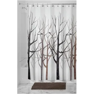 iDesign Forest Duschvorhang | Designer Duschvorhang in 183,0 cm x 183,0 cm | tolles Duschvorhang Motiv Bäume | Polyester grau/schwarz