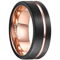 NUNCAD Ring Men/Women Fashion schwarz+Gold 8mm breit aus Wolframcarbid Matt Design in der Oberfläche für Hochzeit Verlobung Größe 66.0 (21.0)