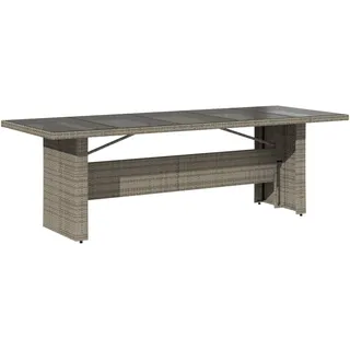 vidaXL Gartentisch mit Glasplatte Grau 240x90x75 cm Poly Rattan - Grau