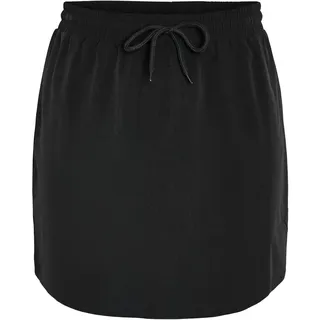 Noisy may Damen Mini Rock Kurzer High Waist Skirt mit Kordelzug, Farben:Schwarz, Größe:L