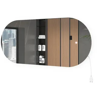 Vicco Badezimmerspiegel , 110 x 50 cm mit LED Beleuchtung, Weiß - Weiß