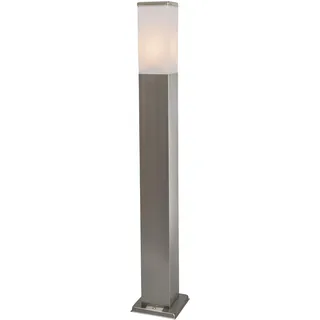 Qazqa Modern außen Pollerleuchte, Wegeleuchte, Pollerlampe für den Garten - Malios - Silber Farbe, max. 60W, Geeignet für LED, 80cm, IP44, Rechteckig