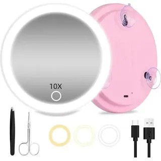10 -fache Leuchten für Vergrößerungsspiegel, 15 cm Reisevergrößerung, wiederaufladbare beleuchtete Spiegel, tragbar