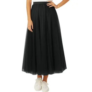 Generisch 2026 Tüllrock Damen A Linie Elastischer Hoher Bund Mesh Saum Prinzessin Langer Rock Einfarbig Röcke Maxiröcke Elegant Swing Unterrock Freizeitrock Hohe Taille Skirt