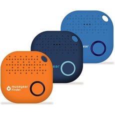 musegear Schlüsselfinder mit Bluetooth App aus Deutschland I Maximaler Datenschutz I 3er Pack bunt | dunkelblau, orange, hellblau