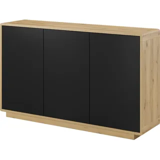 Furniture24 Kommode Aston 26 Sideboard 160 cm 3 Türen Wohnzimmerschrank Schrank - Schwarz
