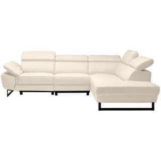Celina Home Ecksofa , Beige , Leder , Echtleder , Rindleder, Spaltleder , Ottomane rechts, L-Form , 281x225 cm , Made in Eu , Lederauswahl, Stoffauswahl, seitenverkehrt erhältlich, Hocker erhältlich, Rücken echt , Wohnzimmer, Sofas & Couches, Wohnlandschaften, Ecksofas