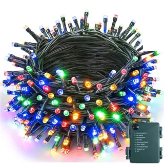 5M 50 LED Weihnachtsbaum Lichterkette batterie Timer mit 8 Leuchtmodi Speicherfunktion Weihnachtsgirlanden Lichter Innen Party Garten Deko Bunt - Bunt