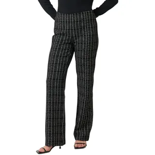 Comma, Karierte Hose aus Bouclé-Jersey Schwarz 36