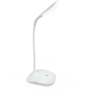 Eaxus® LED Schreibtischlampe - USB oder Batterien. Flexibel biegbar, Dimmbar, Weiß