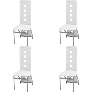 vidaXL Esszimmerstühle 4 Stk. Weiß Kunstleder