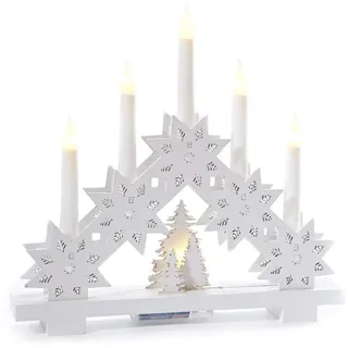 HEITMANN DECO LED-Lichterbogen aus Holz - Stimmungsleuchter - Schwibbogen - beleuchtete Weihnachtsdeko - weiß - für innen Maße ca. 38 x 30 cm