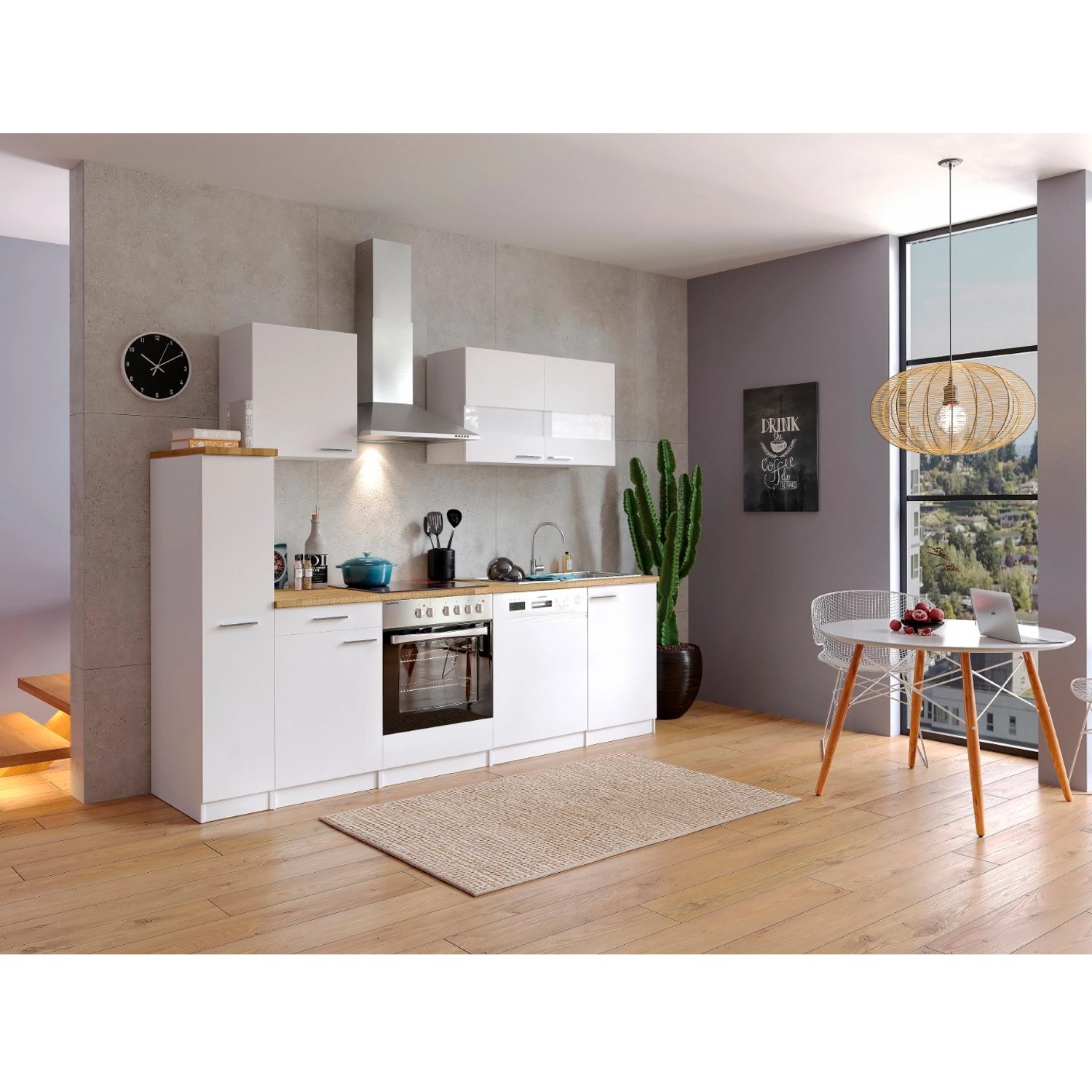 Bild von Küchenzeile Malia E-Geräte 250 cm weiß