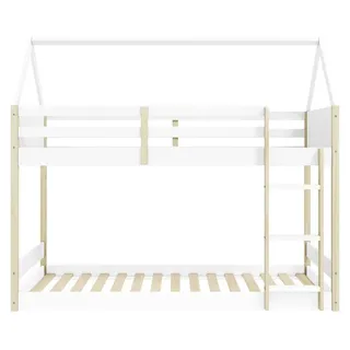 CALICOSY - Montessori Etagenbetten 90x190 cm in Form eines Hauses - OSCAR - Weiß
