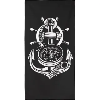 Violetpos Schnell Trocknende und Leichte Strand Handtücher Strandtuch groß 90x180 cm Schnelltrocknendes Mikrofaser Bedrucktes mit Anker Ruder Kompass Ozeanabenteuer