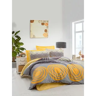 L'Essentiel Linge de Maison, 481, King-Size-Bettbezug-Set (FR), Gelb, 100 % POLYESTER-MICROSATIN, 240 x 220 cm - Gelb, Grau