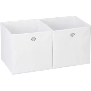 Relaxdays Aufbewahrungsbox Stoff 4er Set, quadratisch, weiß | Aufbewahrung für Regal, Stoffbox in Würfelform 30x30x30 cm