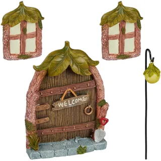 Relaxdays Feentür Set 4-tlg. 14 cm Bunt