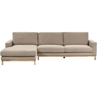 Beliani Ecksofa Rechts Taupe Stoffbezug mit Breiten Hohen Armlehnen Hohe Rückenlehne Diecke Sitzkissen Modern Wohnzimmer Stoffsofa - Beige/Braun