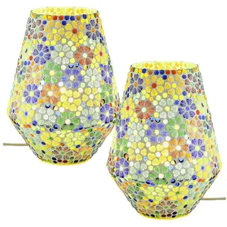 Marrakesch Orient & Mediterran Interior Boho Deko Tischlampe Mosaik 2 St.