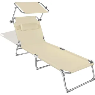 Tectake Chloé Sonnenliege 190 x 68 x 65 cm Beige