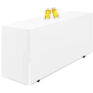 Teruntrue Biertischhusse Weiß Biertischhusse für Bierzeltgarnitur, 220 x 70 cm, blickdichte Polyester-Biertischhusse, waschbare Tischhusse für Bankette im Freien (Weiß)